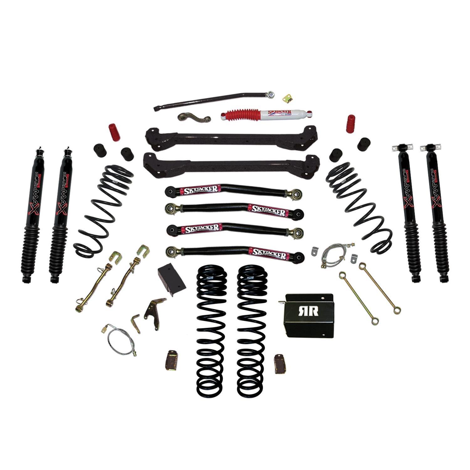 4 In.Long Travel Lift Kit w/Black MAX Shocks 97-06 Jeep Wrangler - Click Image to Close
